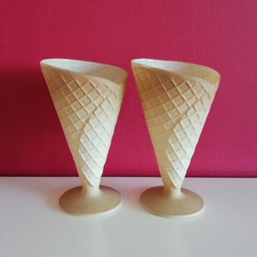Set van 4 ijshoorntjes van glas