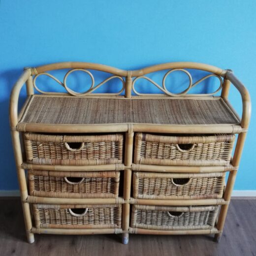 Rotan ladenkastje met zes lades