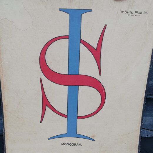 Oude schoolplaat Monogram - wandplaten voor teekenonderwijs - Zwier en Jansma