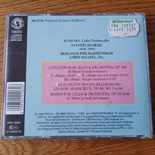 CD Yo-yo Ma Dvorak cello concerto 104