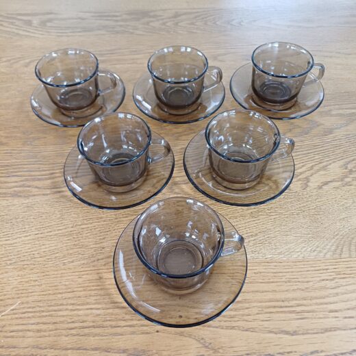 6 Arcoroc kop en schotels rookglas
