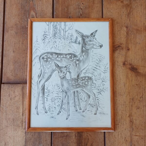 Tekening herten in het groen