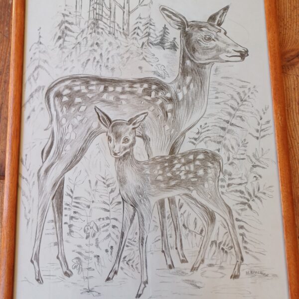 Tekening herten in het groen