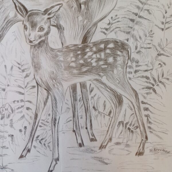 Tekening herten in het groen