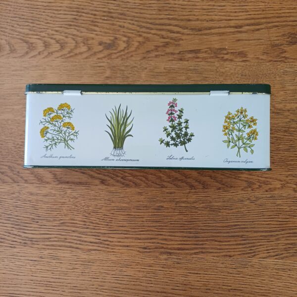 Blik met kruidenplanten
