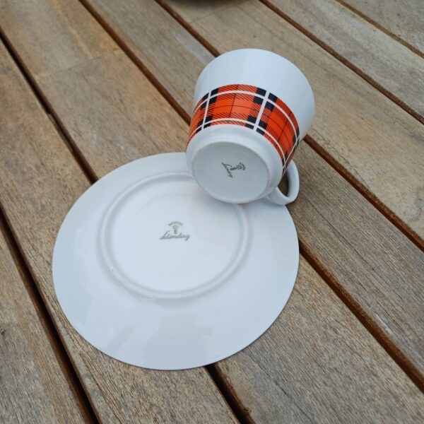 Geruite pot met kop en schotels Bavaria Schirnding