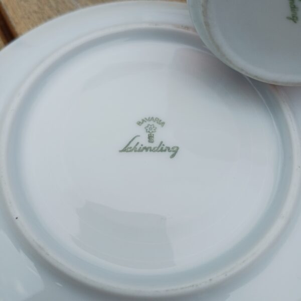 Geruite pot met kop en schotels Bavaria Schirnding