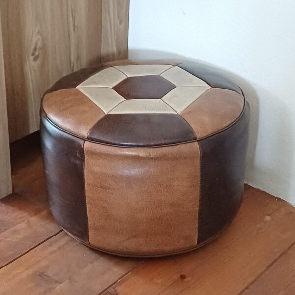 Vintage leren poef
