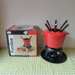 Gietijzeren fondueset in originele doos