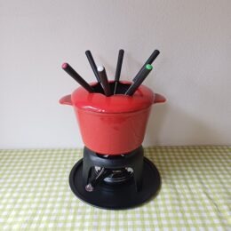 Gietijzeren fondueset in originele doos