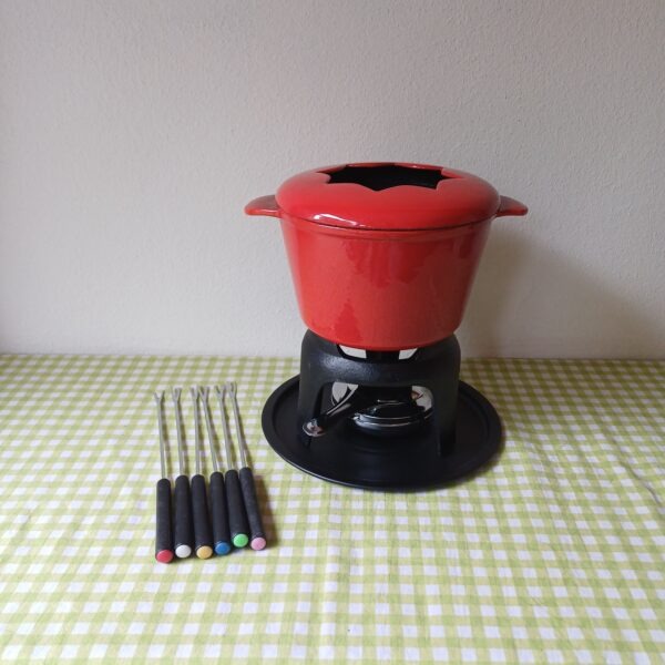 Gietijzeren fondueset in originele doos